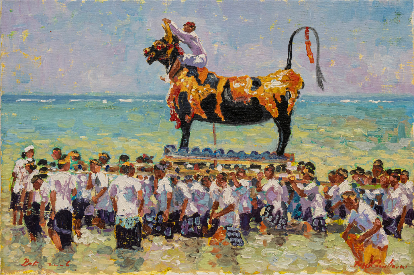 Pierre Guillaume, Ceremony cremation for Ida Bagus Oka Gotama, olieverf op canvas, 2006, 40 x 60 cm, inventarisnummer 00132