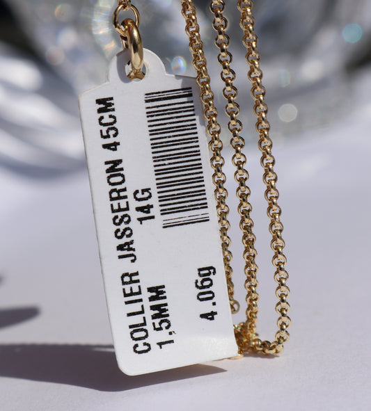 14 kt gold jasseron necklace 45 cm 4.06 grams