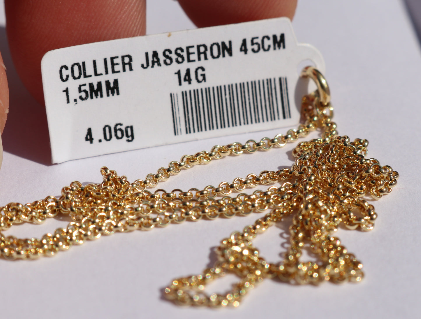 14 kt gouden jasseron collier 45 cm 4.06 gram