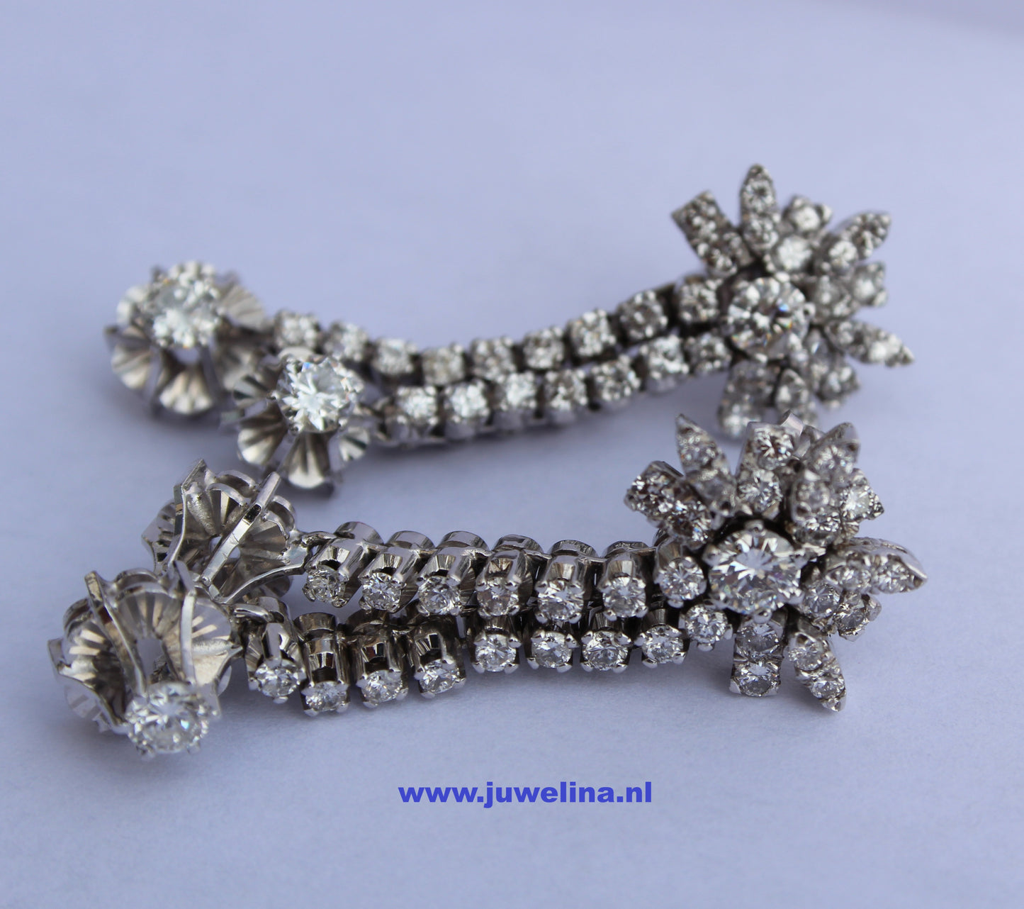 VERKOCHT 14 kt gouden oorbellen 3.5 ct diamanten vintage, natuurlijk