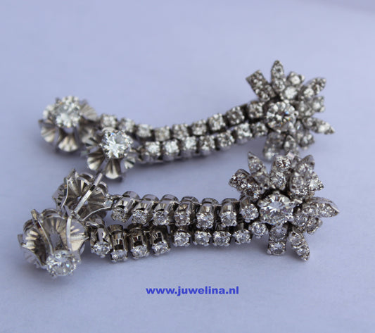 VERKOCHT 14 kt gouden oorbellen 3.5 ct diamanten vintage, natuurlijk