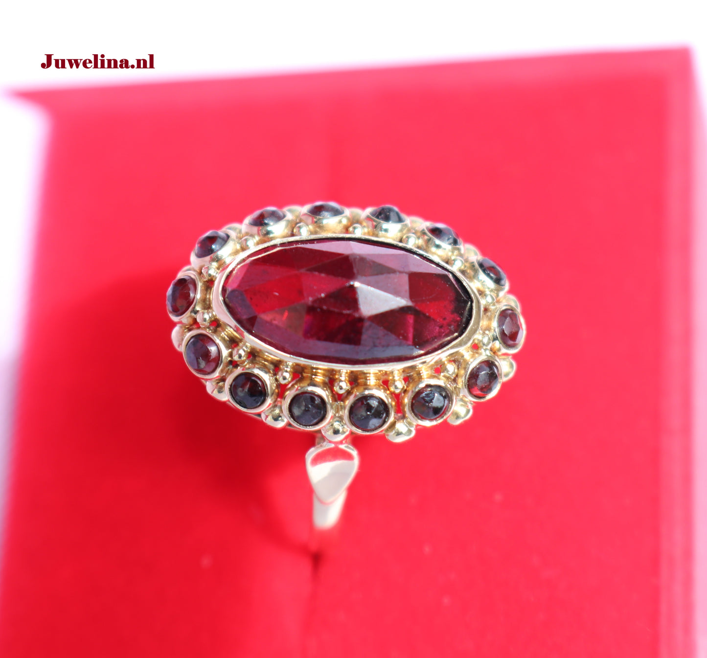 14 kt gouden ring met granaat