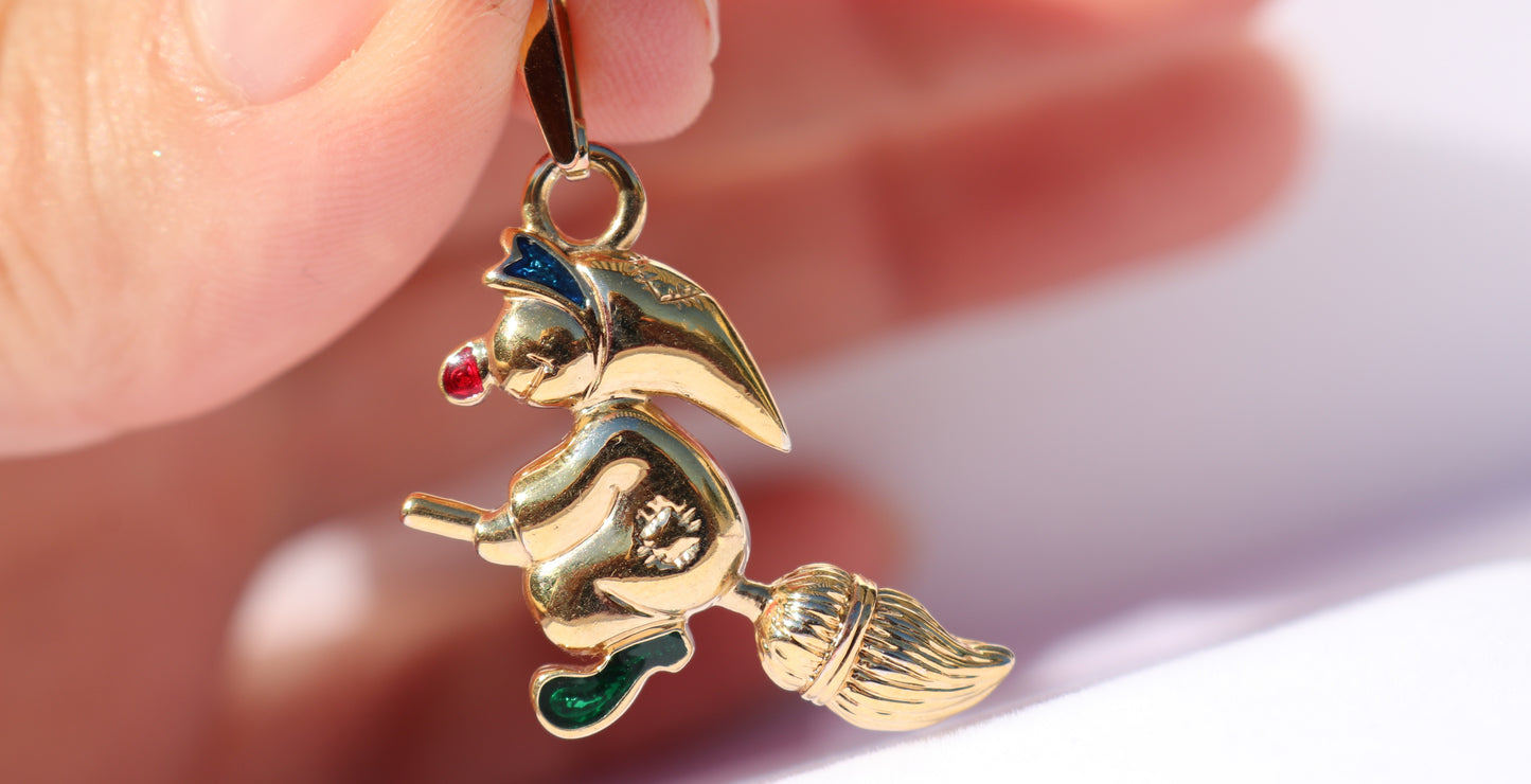 14 kt Gold Hexenanhänger 6,43 Gramm 3,8 cm mit Öse