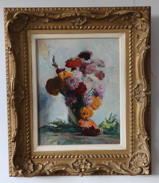 Willem Korteling, 1889-1964, stilleven met bloemen, olieverf op doek