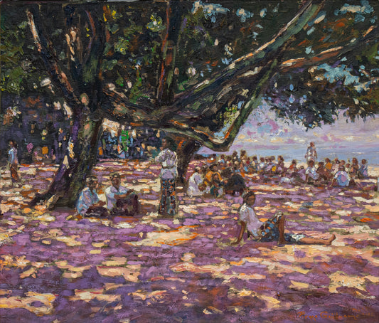 Pierre Guillaume, Under the trees, olieverf op canvas, 2025