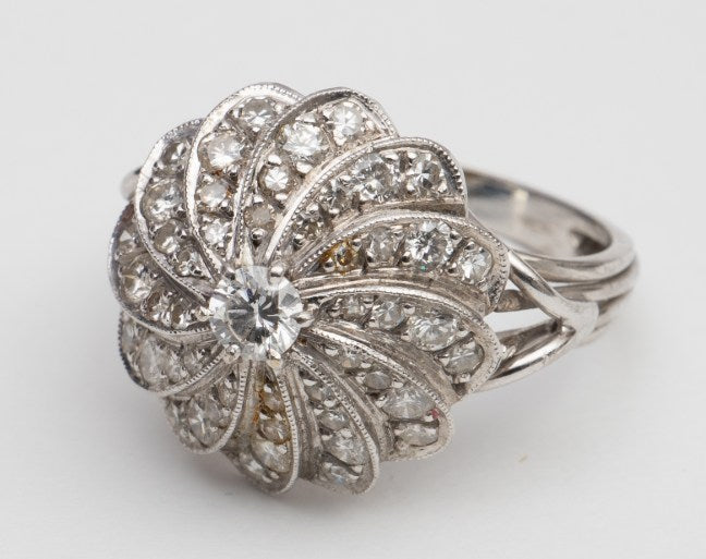 18 kt gouden ring 1 ct diamanten vintage jaren 70