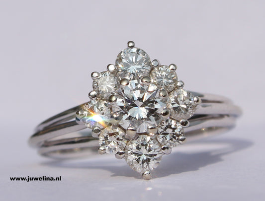 14 kt gouden ring 0.80 ct diamanten Natuurlijk VINTAGE IF/VS1 F/G