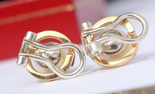 14 kt Gold-Clip-Ohrringe mit Zuchtperlen, 4,17 Gramm