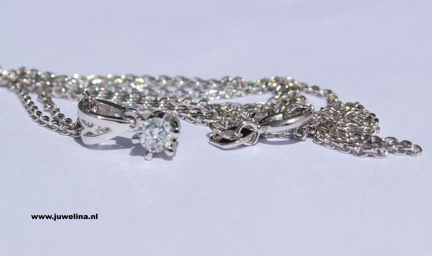 VERKOCHT Collectie 2020: vintage 14 kt gouden collier met 015 ct diamant natuurlijk