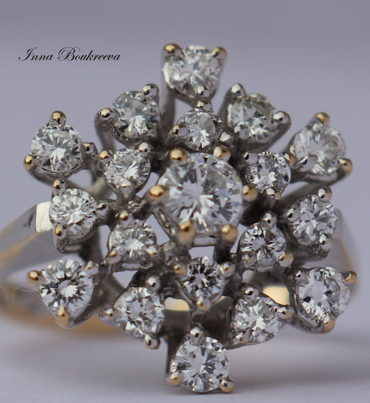 14 kt gouden ring met 1.80 ct diamanten natuurljk