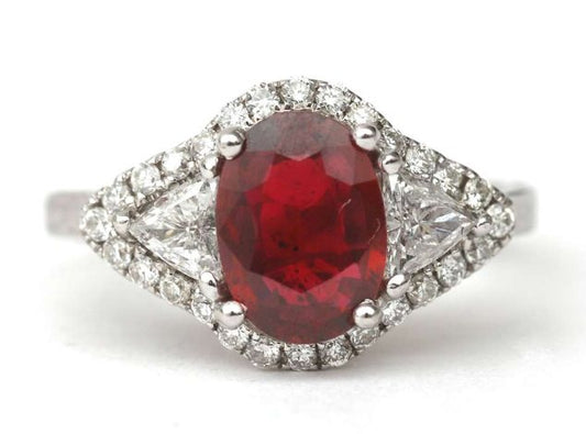 14 kt gouden ring 0.70 ct robijn en 0.60 ct diamanten