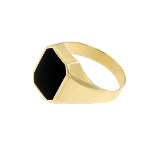 14 kt gouden heren ring Onyx zegelring maat 19,75